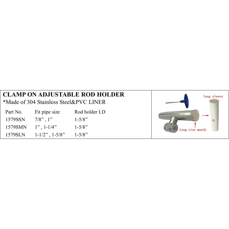 Clamp On Adjustable Rod Holder made of 304 Stainless Steel
