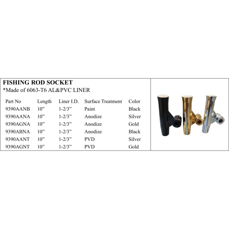 Fishing Rod Socket in Anodized and Painted Finishes