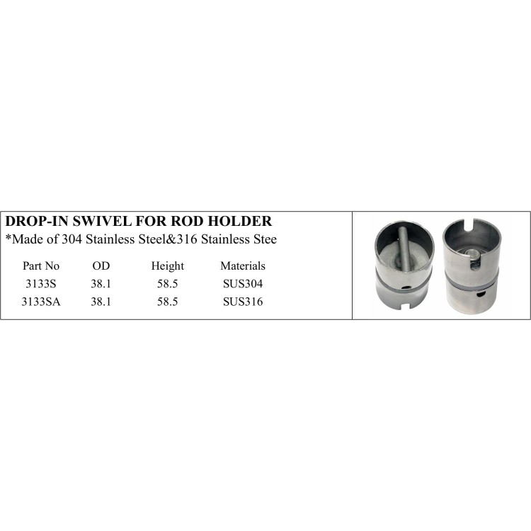 Drop-in Swivel for Rod Holder - Stainless Steel