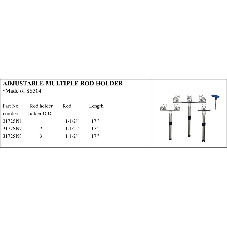 Adjustable Multiple Rod Holder - SS304 Marine Use