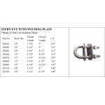 Stern Eye with Welding Plate, 304/316 Stainless Steel