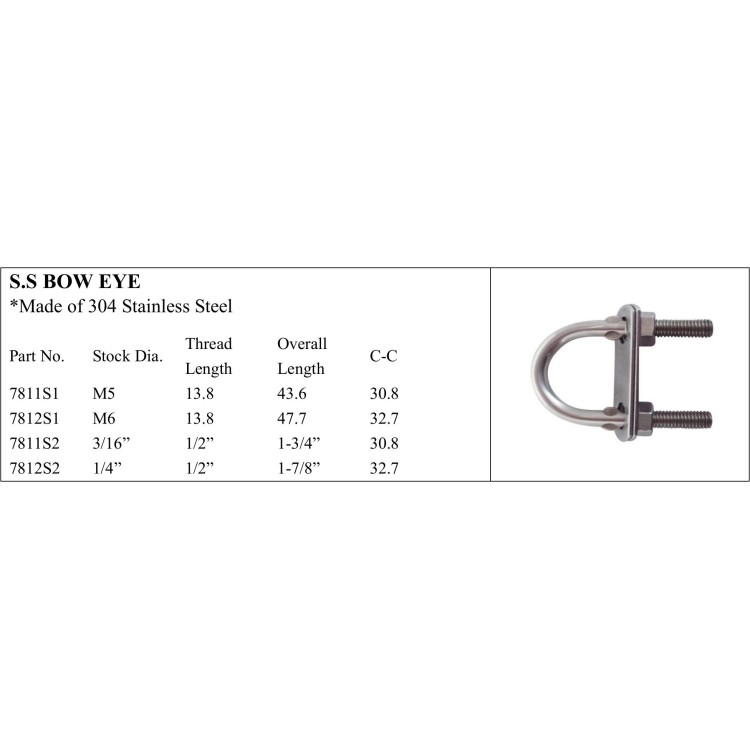 Premium S.S. Bow Eye in 304 Stainless Steel