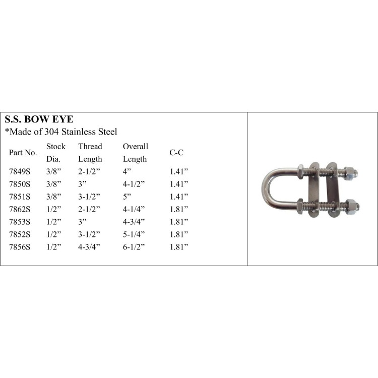 S.S. Bow Eye crafted from 304 Stainless Steel