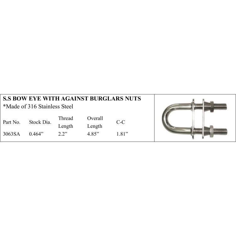 S.S. Bow Eye with Against Burglars Nuts - Marine Hardware