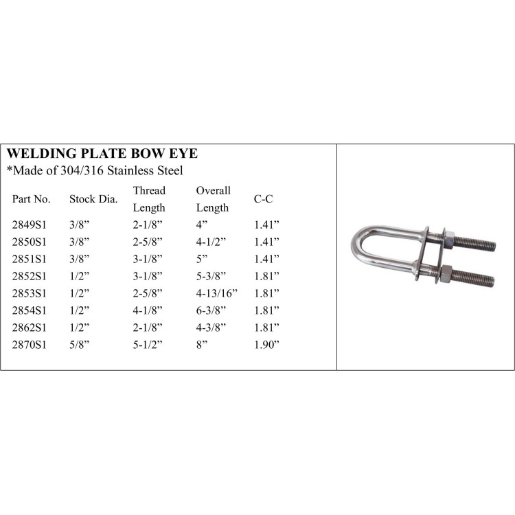 Stainless Steel Welding Plate Bow Eye