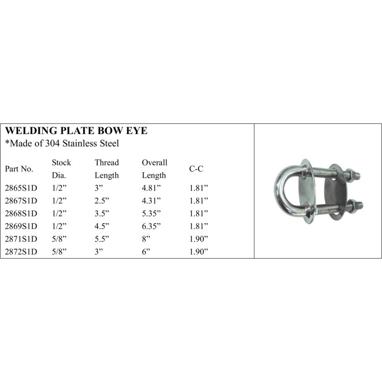 Stainless Steel Welding Plate Bow Eye