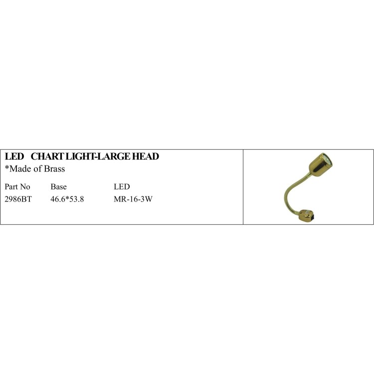 LED Chart Light - Large Head, Brass