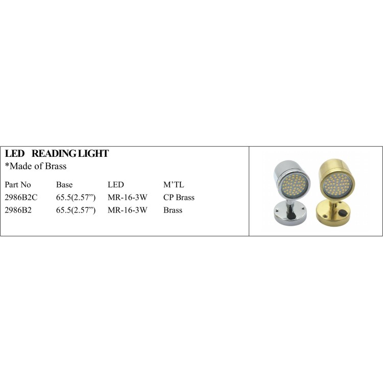 LED Reading Light in Durable Brass Finish