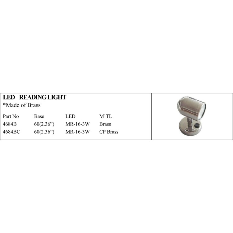 LED Reading Light - Brass Finish for Marine Applications