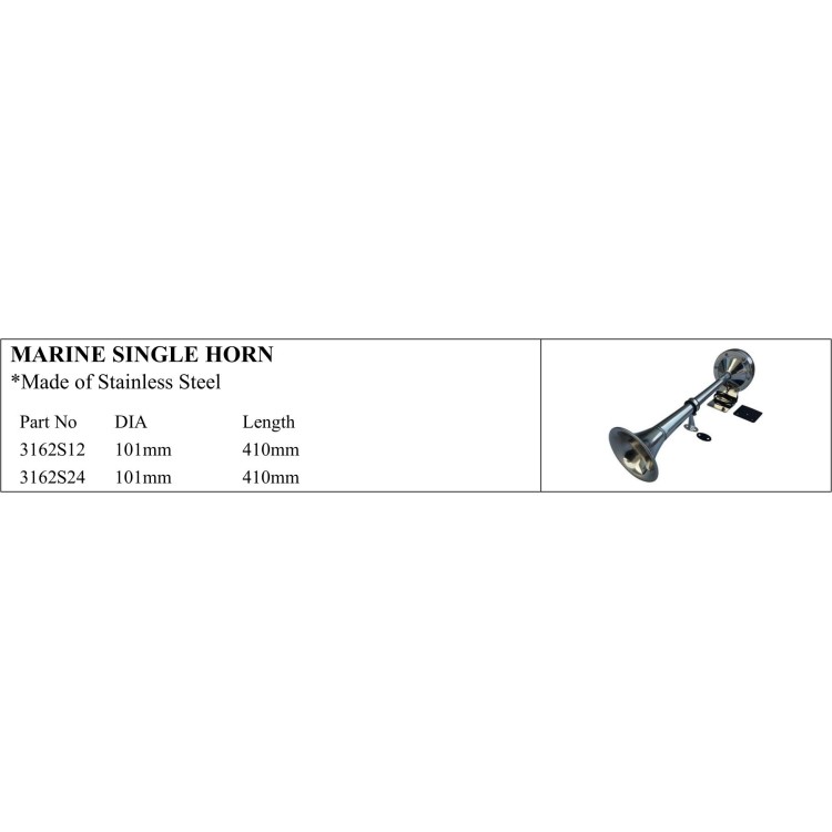 Marine Single Horn in Stainless Steel