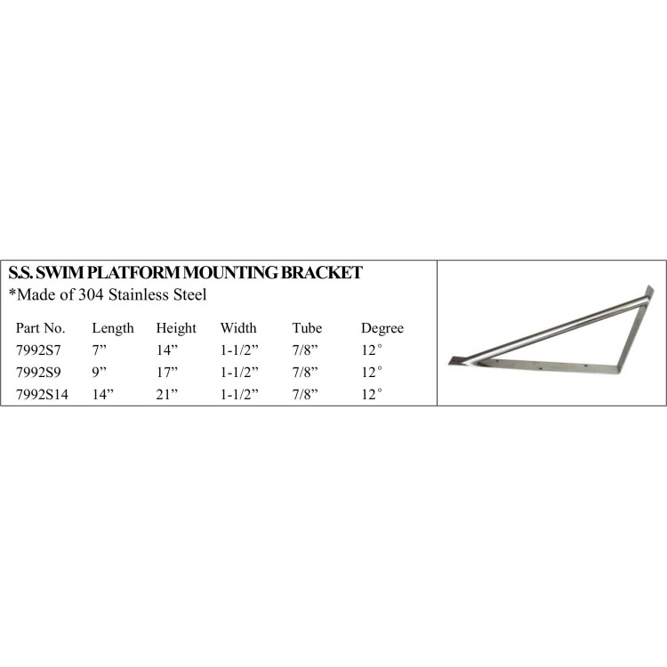S.S. Swim Platform Mounting Bracket in Stainless Steel