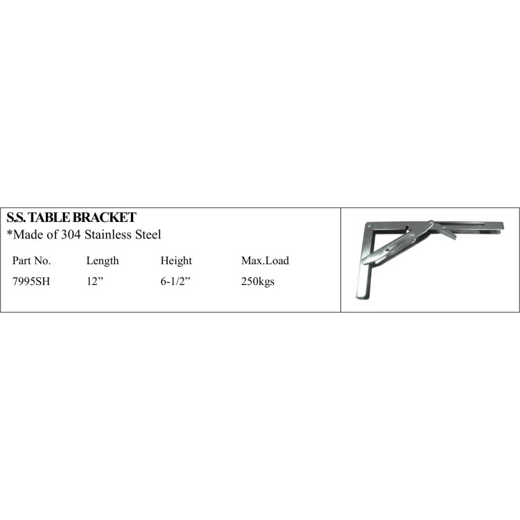 S.S. Table Bracket, 304 Stainless Steel, 250kgs