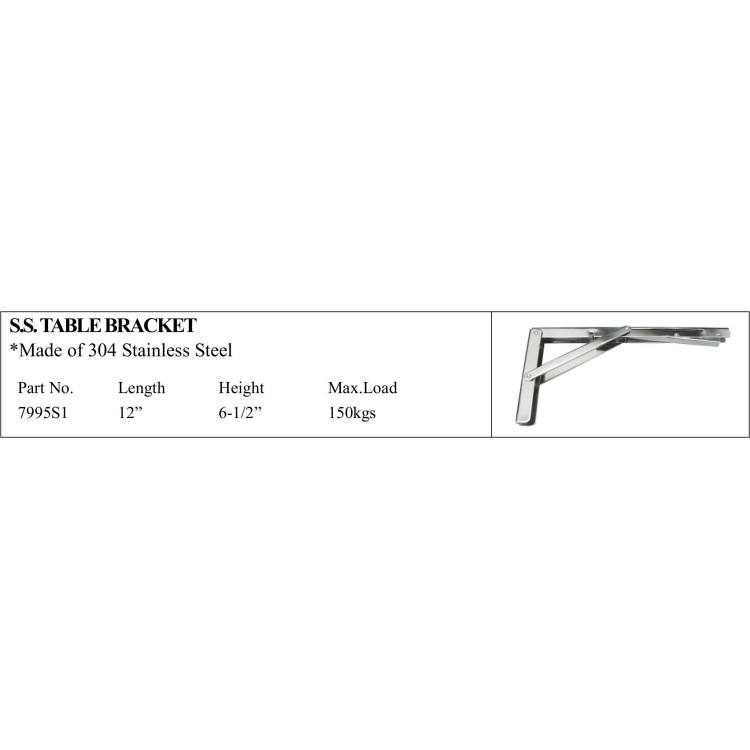 304 Stainless Steel Table Bracket, Max Load 150kgs