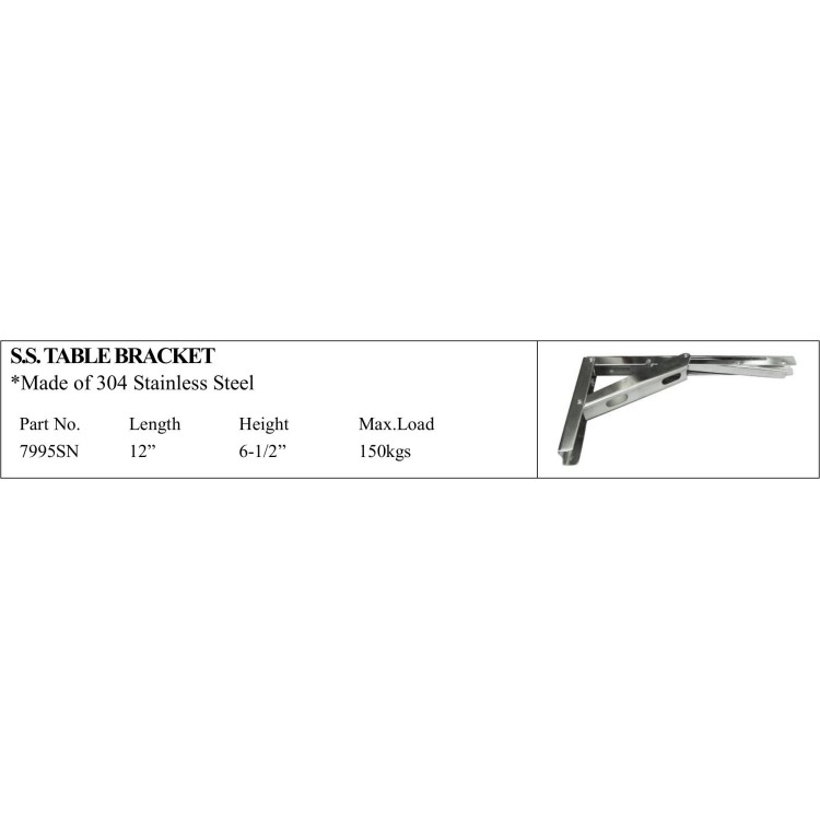 S.S. Table Bracket in 304 Stainless Steel
