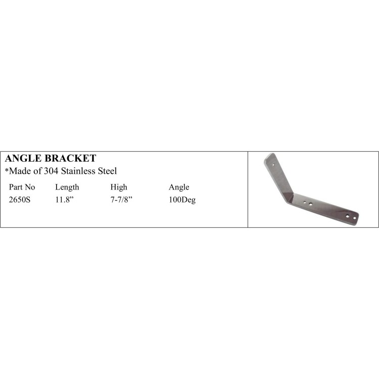 304 Stainless Steel Angle Bracket, Part No: 2650S