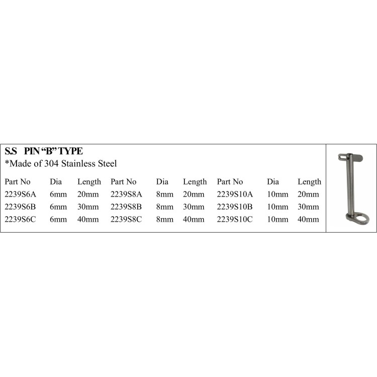 S.S. Pin “b” Type, Stainless Steel Pin for Marine Use