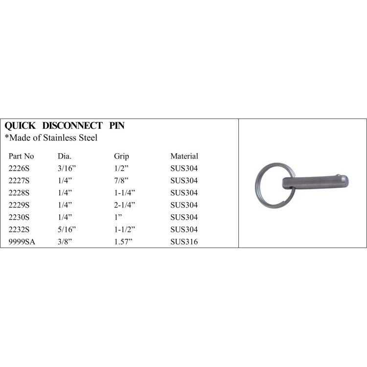Quick Disconnect Pin Stainless Steel for Marine Use