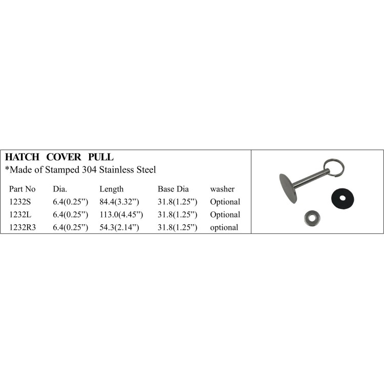 Hatch Cover Pull - Stamped 304 Stainless Steel