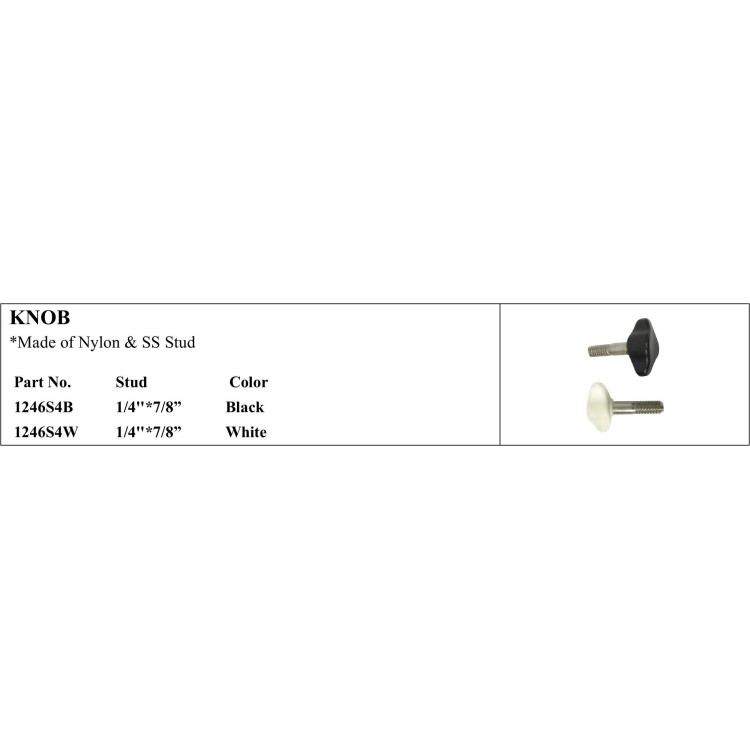 Nylon & SS Stud Knob for Marine Use, Black & White