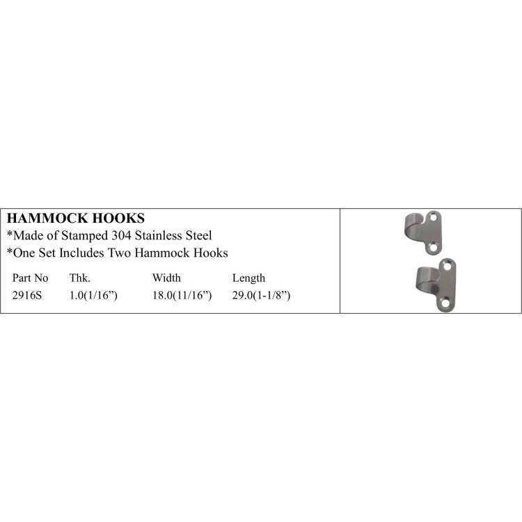 Stamped 304 Stainless Steel Hammock Hooks
