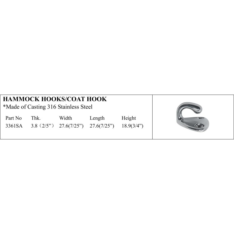 316 Stainless Steel Hammock & Coat Hook