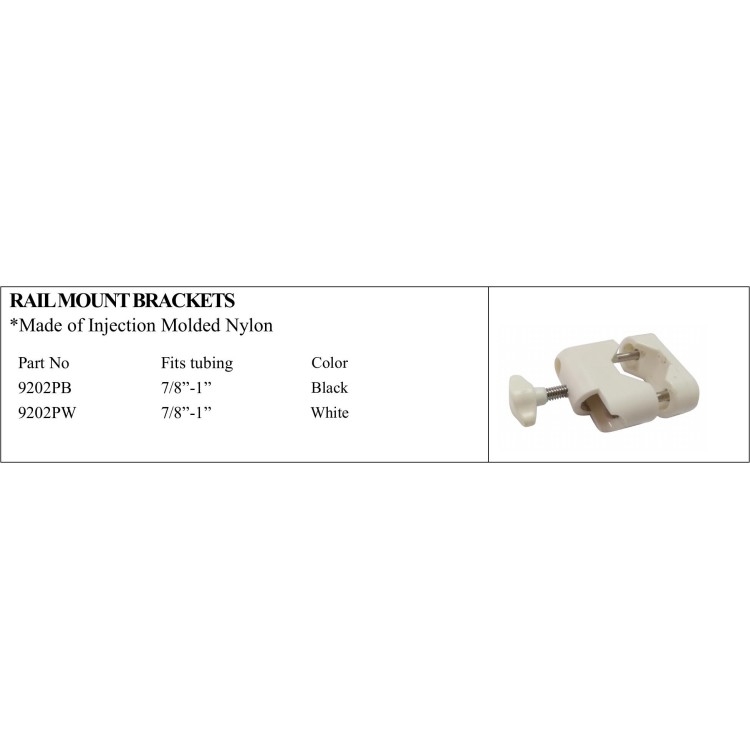 Rail Mount Brackets in Black/White for 7/8”-1” Tubing