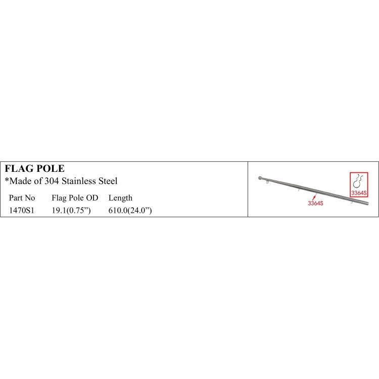 304 Stainless Steel Flag Pole for Marine Applications