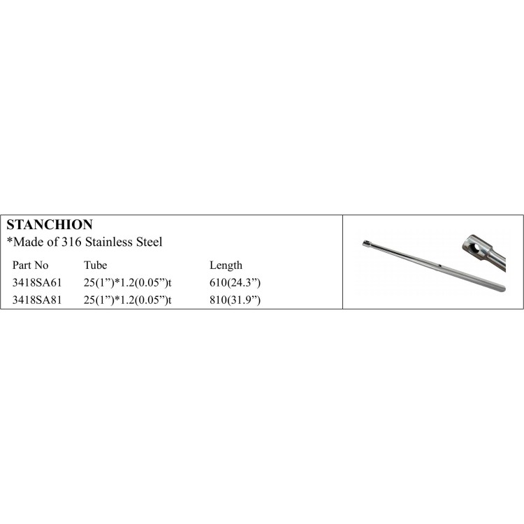 316 Stainless Steel Stanchion for Marine Use