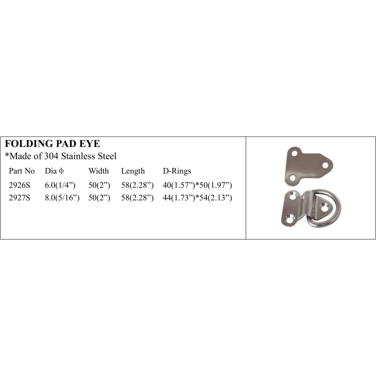 304 Stainless Steel Folding Pad Eye for Marine Applications