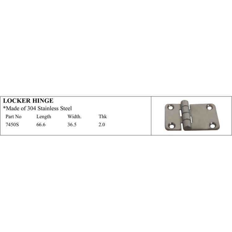 Locker Hinge - 304 Stainless Steel for Marine Use