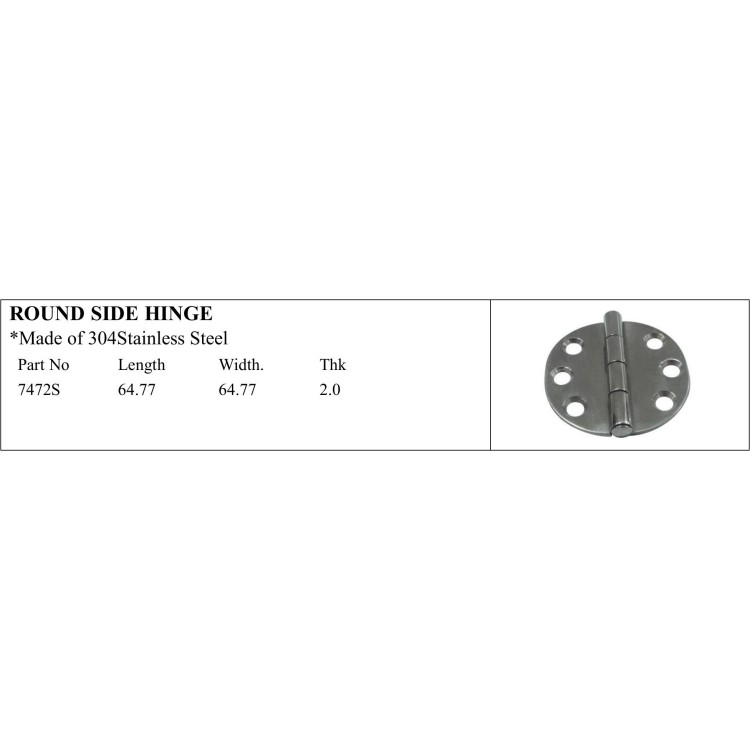Round Side Hinge in 304 Stainless Steel