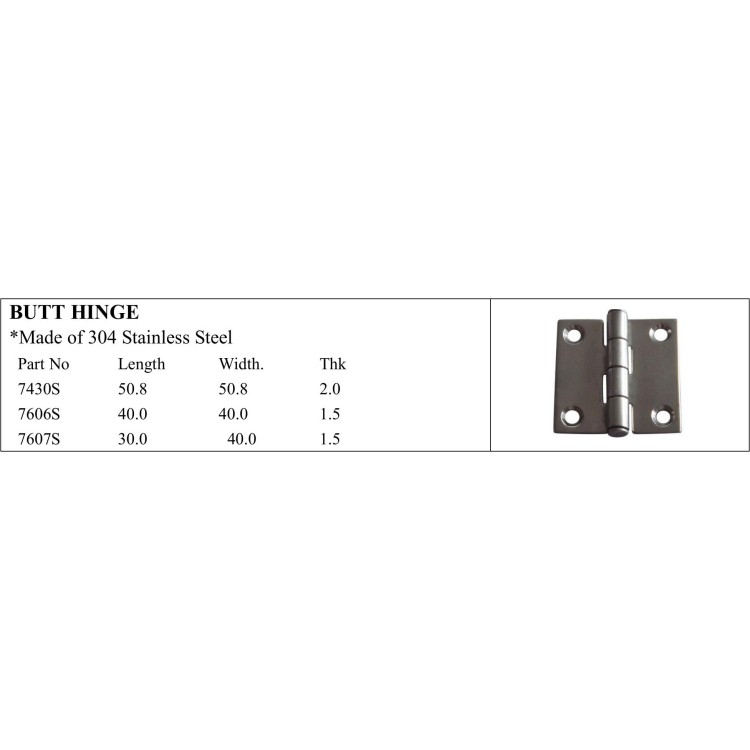 304 Stainless Steel Butt Hinge for Marine Use