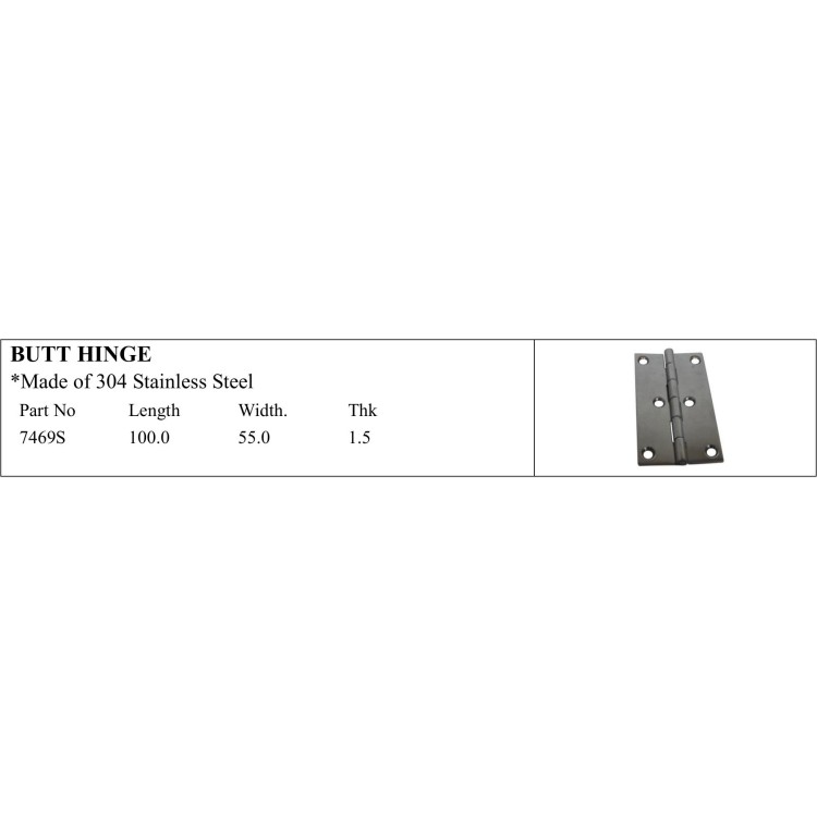 304 Stainless Steel Butt Hinge