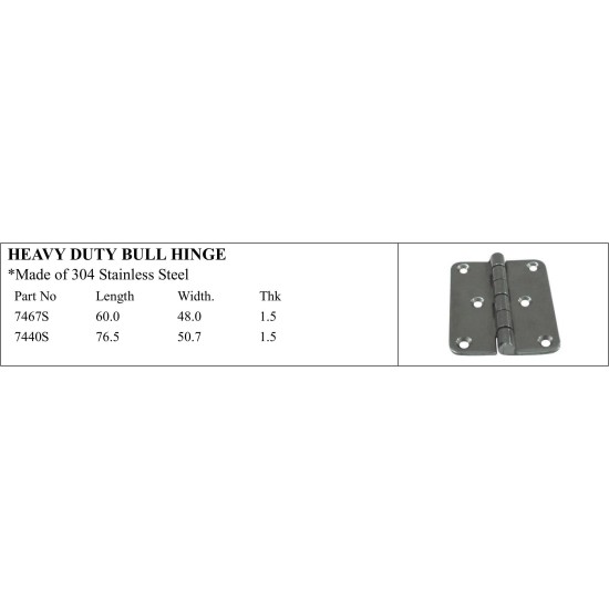Heavy Duty Bull Hinge - 304 Stainless Steel