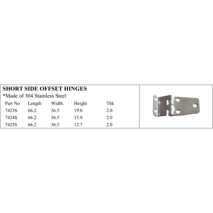 Short Side Offset Hinges - 304 Stainless Steel