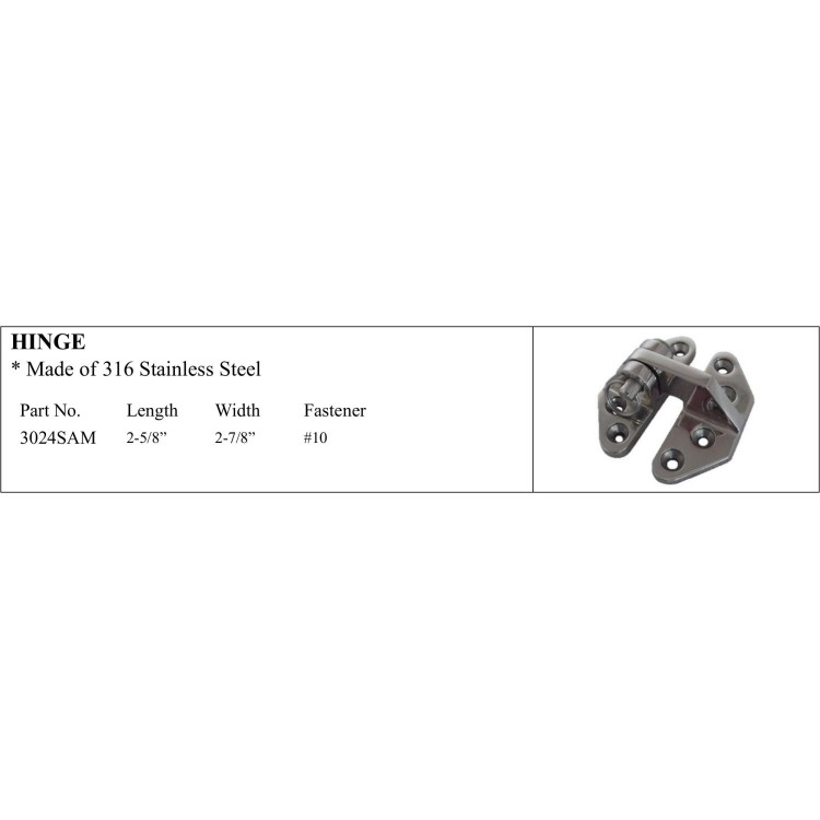 316 Stainless Steel Hinge - Part No. 3024SAM