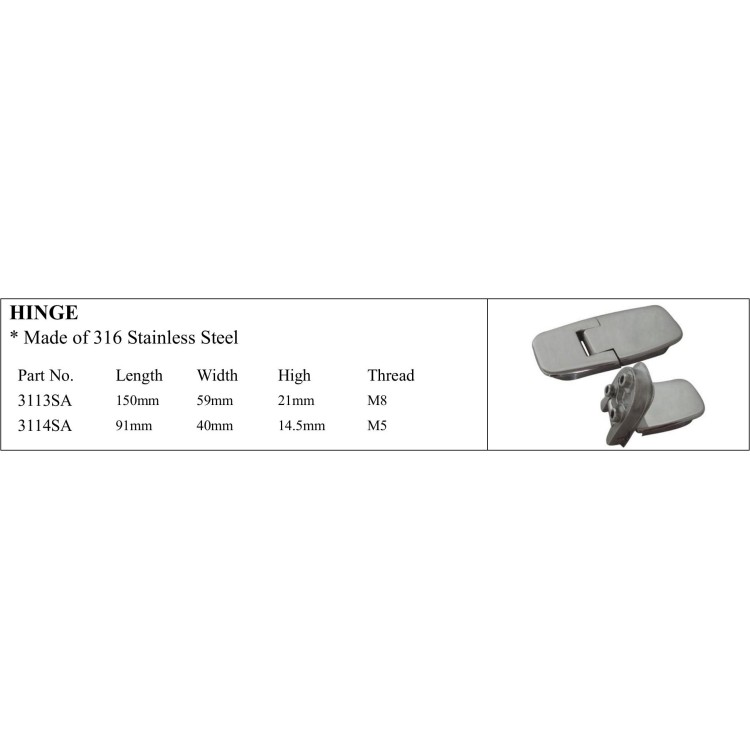 316 Stainless Steel Marine Hinge - Durable & Tested
