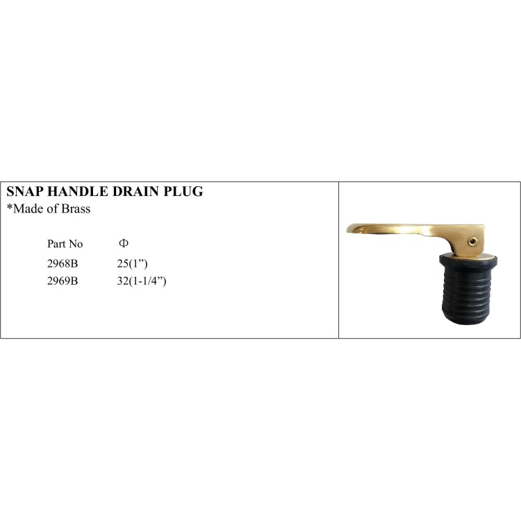 Snap Handle Drain Plug - Available in Brass