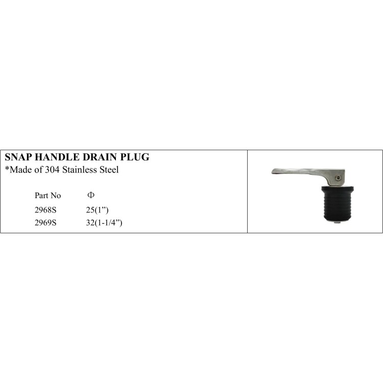 Snap Handle Drain Plug - 304 Stainless Steel