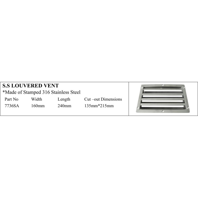 Stamped 316 Stainless Steel Louvered Vent