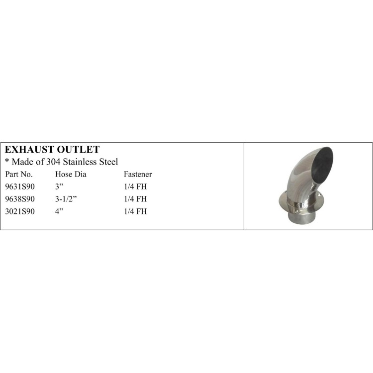 Exhaust Outlet - 304 Stainless Steel for Marine Use