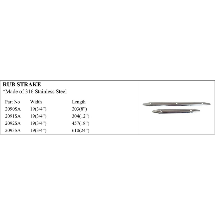 Rub Strake, Marine-Grade 316 Stainless Steel