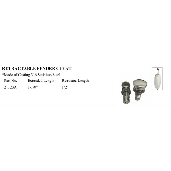 Retractable Fender Cleat in 316 Stainless Steel