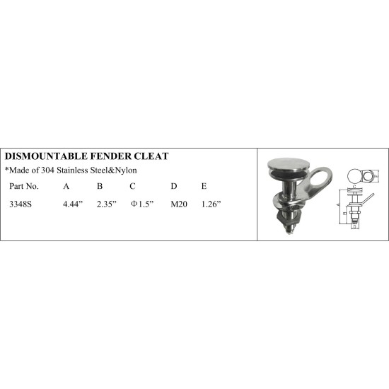 Dismountable Fender Cleat - Stainless Steel & Nylon