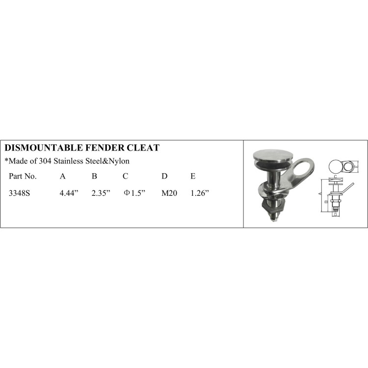 Dismountable Fender Cleat - Stainless Steel & Nylon