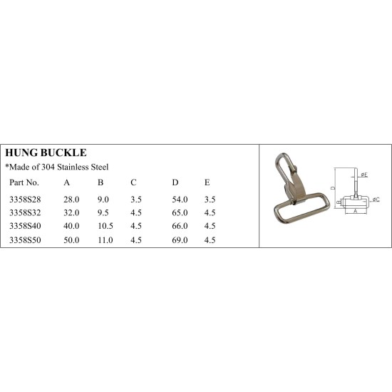 Hung Buckle made from 304 Stainless Steel