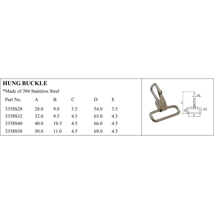 Hung Buckle made from 304 Stainless Steel