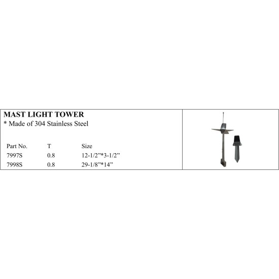 Stainless steel mast light tower for marine applications