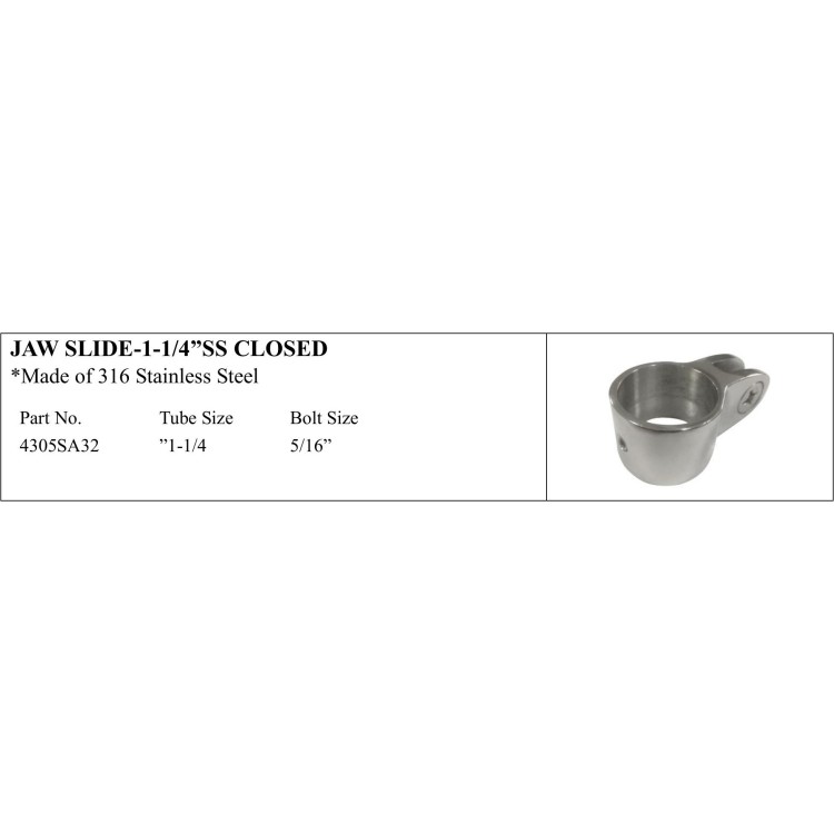 Jaw Slide 1-1/4" Stainless Steel Hardware