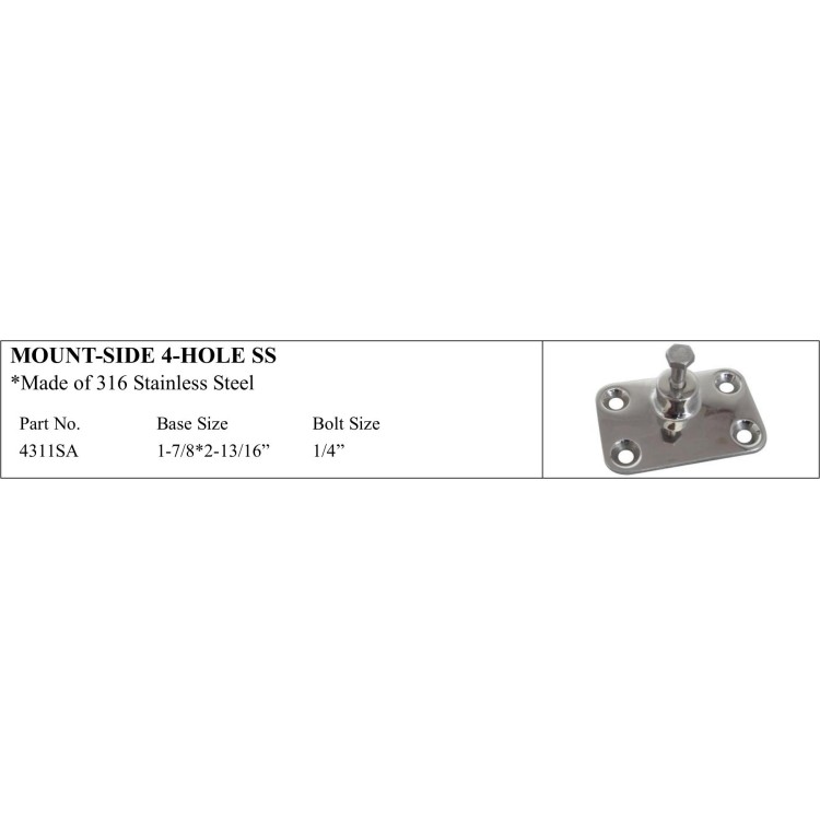 Mount-side 4-hole S.S. Marine Hardware